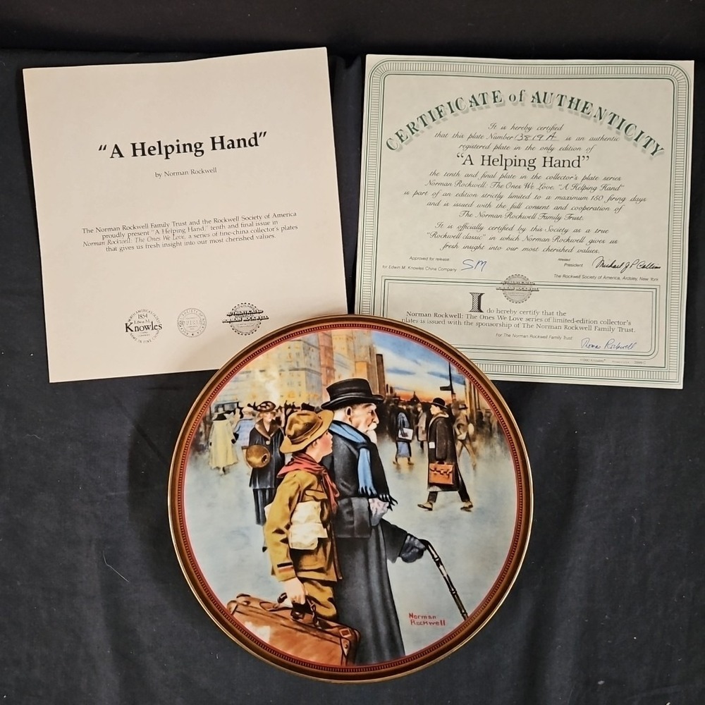 Vintage Norman Rockwell "A Helping Hand" Decorative Plate 8.5" Knowles 1991